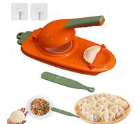 Donubiiu 2 in 1 Dumpling Maker, Kitchen Dumpling Making Tool Baking Pastry Manual Artifact for Pressing Dumpling Skin Wrapper Mould Dough Press Maker,Manual Dumpling Maker Mould (Orange)