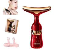 Donubiiu Dispositivo di massaggio facciale a tre scopi, per lifting e rassodante, dispositivo rassodante per la rimozione delle rughe per collo viso, viso, viso, viso, collo, occhi (rosso)