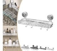 Donubiiu Light Luxury Style Punch-Free Storage Rack, Punch Free Storage Rack, Light Luxury Style Glacier Pattern Suction Cup Shelf, No Drill Clear Wall Caddy Suction Cup (Transparent Rectangle,1PCS)