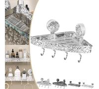 Donubiiu Light Luxury Style Punch-Free Storage Rack, Punch Free Storage Rack, Light Luxury Style Glacier Pattern Suction Cup Shelf, No Drill Clear Wall Caddy Suction Cup (Transparent Triangle,1PCS)