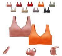 Donubiiu Nubelle Reggiseno di alta qualità, senza cuciture, scollo a V, taglie grandi, senza ferretto, per un comfort invisibile, rosa, arancione, 5XL