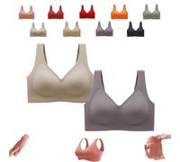 Donubiiu Nubelle Reggiseno di alta qualità, senza cuciture, scollo a V, taglie grandi, senza ferretto, per un comfort invisibile, Pelle chiara,grigio, XL