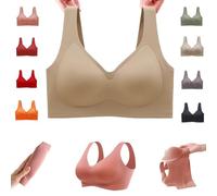 Donubiiu Nubelle Reggiseno di alta qualità, senza cuciture, scollo a V, taglie grandi, senza ferretto, per un comfort invisibile, Pelle scura, 4XL