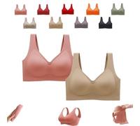 Donubiiu Nubelle Reggiseno di alta qualità, senza cuciture, scollo a V, taglie grandi, senza ferretto, per un comfort invisibile, Rosa, pelle scura, 4XL