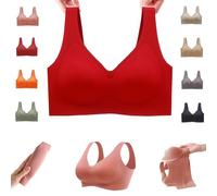 Donubiiu Nubelle Reggiseno di alta qualità, senza cuciture, scollo a V, taglie grandi, senza ferretto, per un comfort invisibile, rosso chiaro, XL