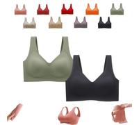 Donubiiu Nubelle Reggiseno di alta qualità, senza cuciture, scollo a V, taglie grandi, senza ferretto, per un comfort invisibile, Pelle chiara,nero, 4XL