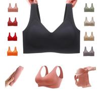Donubiiu Nubelle Reggiseno di alta qualità, senza cuciture, scollo a V, taglie grandi, senza ferretto, per un comfort invisibile, Nero , 4XL