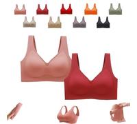 Donubiiu Nubelle Reggiseno di alta qualità, senza cuciture, scollo a V, taglie grandi, senza ferretto, per un comfort invisibile, rosa, rosso scuro, M