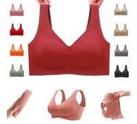 Donubiiu Nubelle Reggiseno di alta qualità, senza cuciture, scollo a V, taglie grandi, senza ferretto, per un comfort invisibile, rosso scuro, 5XL