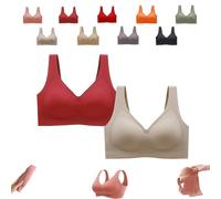 Donubiiu Nubelle Reggiseno di alta qualità, senza cuciture, scollo a V, taglie grandi, senza ferretto, per un comfort invisibile, Rosso chiaro, pelle chiara, 3XL