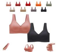 Donubiiu Nubelle Reggiseno di alta qualità, senza cuciture, scollo a V, taglie grandi, senza ferretto, per un comfort invisibile, rosa, nero, M