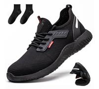 Donubiiu Scarpe antinfortunistiche Raider - L'ultimo tuttofare per ogni uso, resistenti alle forature, agli urti e tuttavia leggerissime con punta in acciaio e suola antiscivolo per uomo e donna, Nero