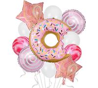 Donut Balloon Ciambella Palloncino Colorato Palloncino in Foil Rosa Elio Rotonda Stella Palloncini in Lattice di Agata Decorazioni per Feste di Compleanno Della Bambina