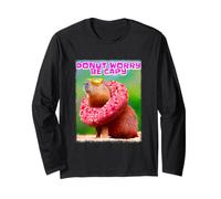 Donut Don't Worry Be Capy, Divertente Design per Amanti di Capybara Maglia a Manica