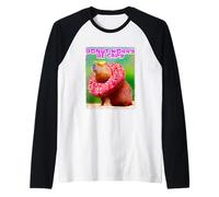 Donut Don't Worry Be Capy, Divertente Design per Amanti di Capybara Maglia con Maniche Raglan