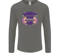 Donut Give Up Divertente Palestra Bodybuilding Uomo Manica Lunga T-Shirt