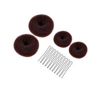 Donut Hair Bun Set di 4 pezzi Chignon Dutt Maker, cuscino per capelli con 10 fermaglio per capelli a forma di U, accessorio per ragazze, donne, bambini, ballerini, marrone