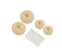 Donut Hair Bun Set di 4 pezzi Chignon Dutt Maker, cuscino per capelli con 10 fermaglio per capelli a forma di U, accessorio per ragazze, donne, bambini, ballerini, beige