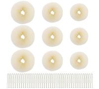 Donut Hair - Set di 9 ciambelle per capelli beige, 30 fermagli per capelli a forma di U, per bambini, ragazze e donne