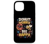Donut Worry and Bee Happy Funny Comic Characters Cartoon Custodia per iPhone 13