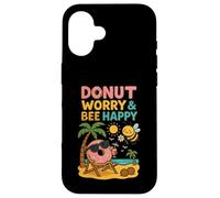 Donut Worry and Bee Happy Funny Comic Characters Cartoon Custodia per iPhone 16