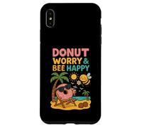 Donut Worry and Bee Happy Funny Comic Characters Cartoon Custodia per iPhone XS Max