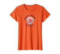 Donut Worry Be Happy - Allegro Gioco di Parole Pasticceria Maglietta, Donna, Arancio, XL