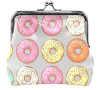 Donuts - Portamonete da donna con chiusura a bacio e portamonete, 11,5 x 10,5 cm