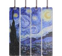 Donxote Set di 4 segnalibri estetici, in legno Van Gogh, con segnalibri artistici per gli amanti dei libri, è un regalo unico per uomini, donne, bambini - The Starry Night