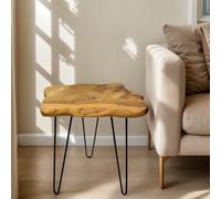 DONZIKLE Tavolino con bordo naturale, tavolino con bordo vivo con gambe a forcina, comodino unico in legno, tavolino piccolo per soggiorno, camera da letto, decorazione per casa colonica (40,6 x 30,5