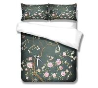 DooBey Prevenire L'Allergia Fibra Superfine Fiori Copripiumino 155X220 Con Cerniera Federa Con Due 50X75Cm Modello Set Copripiumino Morbido E Confortevole Stampa 3D Copripiumino Singolo