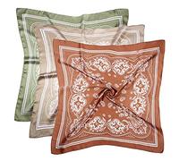 DOOBO 3 foulard in raso da 60 cm, sciarpa per capelli in seta, bandana in seta, sciarpa per collo per donne e ragazze, Marrone, cachi, verde chiaro, taglia unica