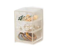 DoocliB Cassettiera impilabile, piccolo organizer per cosmetici con 3 cassetti, in acrilico trasparente, sottile, per camera da letto, bagno, toletta, gioielli, collane, organizer
