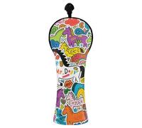 Doodle Art - Copritesta per mazze da golf, in pelle sintetica con targhetta intercambiabile, progettata per adattarsi a tutti i legni e conducenti per legno