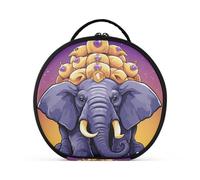 Doodle Art Simpatico Elefante Trucco Astuccio da Toilette Borse Rotondo Toeletta Scatola Cosmetica Borsa Creativo con Divisori Regolabili per Donna