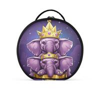 Doodle Art Simpatico Elefante Viola Trucco Astuccio da Toilette Borse Rotondo Toeletta Scatola Cosmetica Borsa Creativo con Divisori Regolabili per Donna