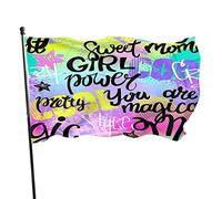 Doodle Bandiera 3x5 FT Vintage Colorful Graffiti Parole Girl Power Polka Dot Stars Bandiere Esterne Grandi Benvenuto Yard Banner Casa Giardino Cortile Decorazione Prato