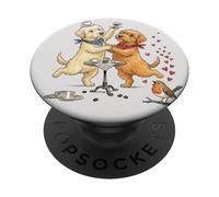 Doodle cani ballare innamorato con tazza di caffè al mattino PopSockets PopGrip Adesivo