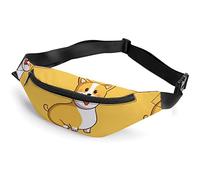 Doodle carino corgi e hamburger doodle sfondo giallo limone, sportivo per bambini adulti per uomo donna