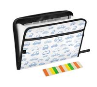 Doodle Cars - Cartella portadocumenti a fisarmonica con 13 tasche, espandibile, per lavoro e casa, colore: bianco