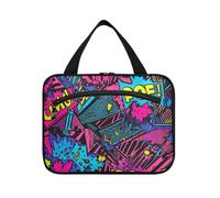 Doodle Cool Colorful Lettere Hanging Toiletry Borsa da viaggio per le donne con gancio, Designer Borsa pieghevole per articoli da toeletta per adulti Camping bolso de maquillaje para Mujer L