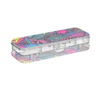 Doodle Cool Colorful Lettere Progettato Cancella Matita Box Doppio Piano Contenitore Per Cancelleria Forniture Con Coperchio A Scatto