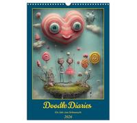 Doodle-Diaries - Ein Jahr zum Schmunzeln (Wandkalender 2026 DIN A3 hoch), CALVENDO Monatskalender: Wenn künstliche Intelligenz plötzlich Humor hat und ... wird's bunt, schräg und wunderbar absurd.