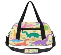 Doodle Dinosaur Paw Print Kids Duffle Bag, piccola borsa sportiva da viaggio leggera per ragazzi e ragazze, borsa da viaggio per il weekend notturno, borsa da palestra per la scuola sport Sleepover