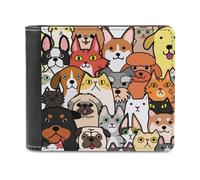 Doodle Dogs and Cats Portafoglio da uomo a due ante sottile porta carte di credito in pelle, Stile:, Taglia unica