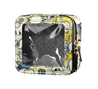 Doodle elefanti bianchi gialli e blu Natale carino viaggio trucco borsa trasparente viaggio borsa da toilette per le donne
