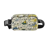 Doodle Elefanti Bianchi Giallo e Blu Natale Alla Moda Marsupio Borsa a Tracolla per piccoli uomini d'affari Multiuso con Cinghia Regolabile per Viaggi Corsa Escursionismo mochilas para hombres