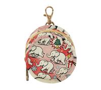 Doodle Elefanti Bianchi Rosso e Nero Natale Bambino Ciuccio Holder con Cerniera e Clip Portachiavi Portafoglio, Articoli Per Bambini Contenitore Box