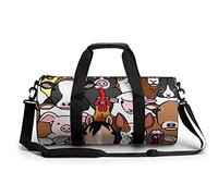 Doodle Farm Animals Faces Pattern Borsa da Palestra Portatile per Donne E Uomini Borsone da Viaggio per Sport Stampa Gymbag Divertente Yoga Bag
