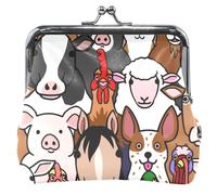 Doodle Farm Animals Faces Portamonete e borse da donna con chiusura a bacio per ragazze, facce di animali da fattoria Doodle, UNITALLA Classic, Volti di animali da fattoria Doodle, UNITALLA Classic